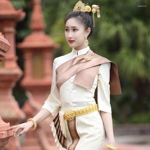 Ropa étnica Tailandia Tradicional Trajes tailandeses para mujeres Tops Falda Mantón Elegante Pografía Restaurante Bienvenido Trabajo Uniforme