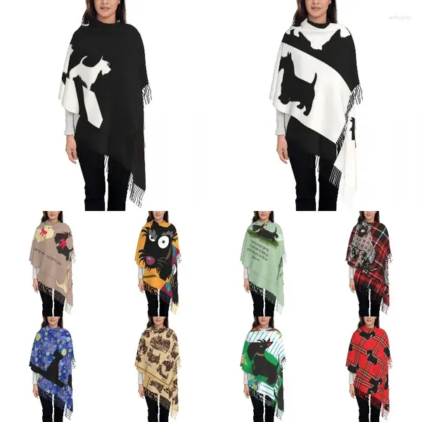 Vêtements ethniques Les Scotties Écharpe Wrap Pour Femmes Long Hiver Automne Chaud Gland Châle Unisexe Scottish Terrier Chien Foulards