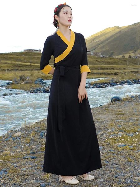 Vêtements ethniques Robe tibétaine Performance de danse Summer Performance de la jupe de jupe pour femmes