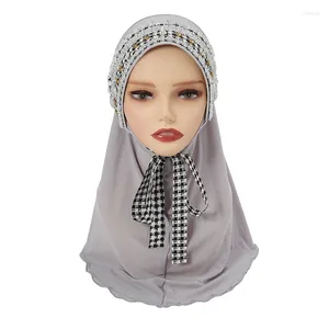 Etnische kleding stropdas voorkant Instant moslimvrouw hijab handgemaakte strass hoofdbedekking caps sport pinloze vrouw tulband gemakkelijk te dragen