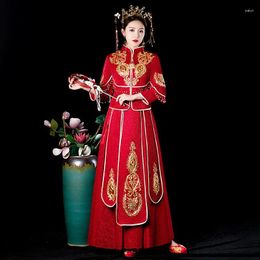 Vêtements ethniques vêtements de toast époux traditionnelle cheongsam engagement de mariage de mariage des femmes améliorées chinois borgogne vintage qipao