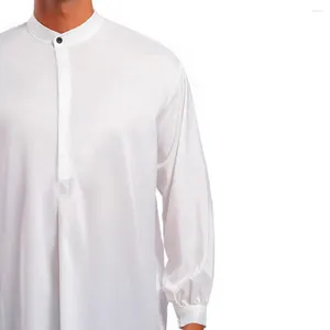 Etnische kleding Top Gewaad Herfst Dagelijks Normaal Lichte stretch Effen Kleur Merkknop Casual Mannelijke Mannen Moslim Comfortabel
