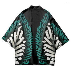 Etnische kleding Traditioneel vest Haori Kimono Aziatische letterprint Hawaiiaans shirt Dames Heren Japans strand Oversized Yukata 6XL