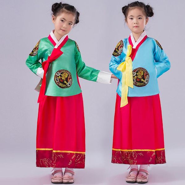 Ropa étnica niños tradicionales bordados princesa coreana vestidos de princesa china trajes minoritarios niñas nacionales hanfu haanbok escenario