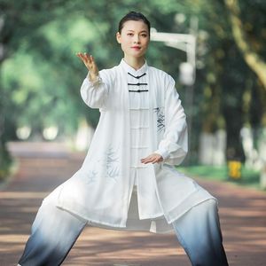 Ropa étnica Traje tradicional chino Taiji Manga larga Wushu Taichi Hombres Kungfu Uniforme Traje Uniformes Tai Chi Ejercicio 31399