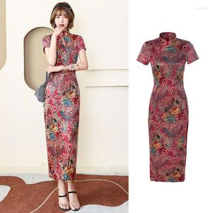 Etnische kleding traditionele Chinese kleding vrouwen oosterse bruiloft borduurwerk elegante split qipao jurken vintage bloemenprint bodycon