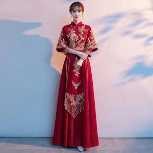 Vêtements ethniques Traditionnel chinois élégant robe de mariée de mariée sexy mince xiuhe broderie nationale qipao costume toast se marier