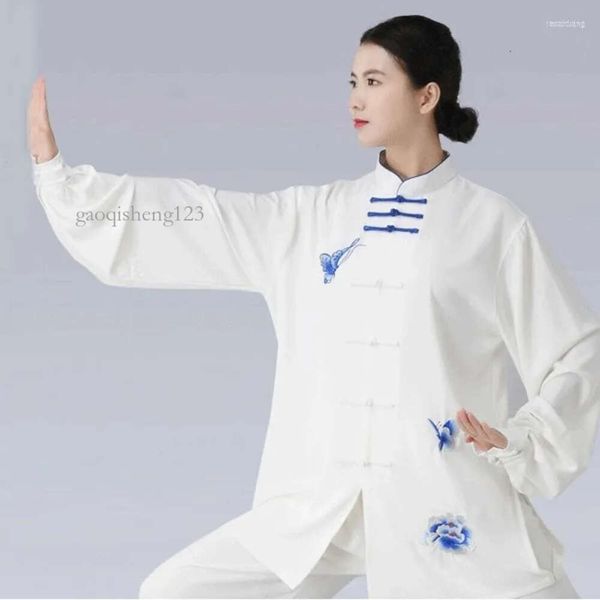 Vêtements ethniques traditionnels chinois broder à manches longues à manches longues wushu taichi hommes kungfu uniformes uniformes tai chi