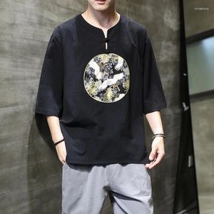 Etnische Kleding Traditioneel Chinees Voor Mannen Losse Blouse Hanfu Vintage Tang Pak Oosterse T-shirt Tee Tops Outfits 11008