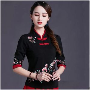 Vêtements ethniques Chinois traditionnel pour femmes Cheongsam Top Mandarin Collier Femmes Tops et chemisiers Oriental Chine V1450 Drop Delivery DH36I