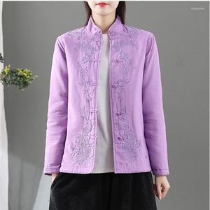 Ropa étnica chino tradicional para mujeres algodón abrigo caliente hanfu chaqueta retro femenina