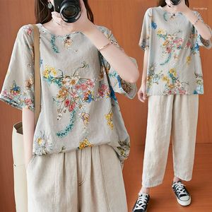 Vêtements ethniques traditionnels chinois pour femmes rétro imprimé fleuri haut Hanfu élégant Oriental Tang costume confortable