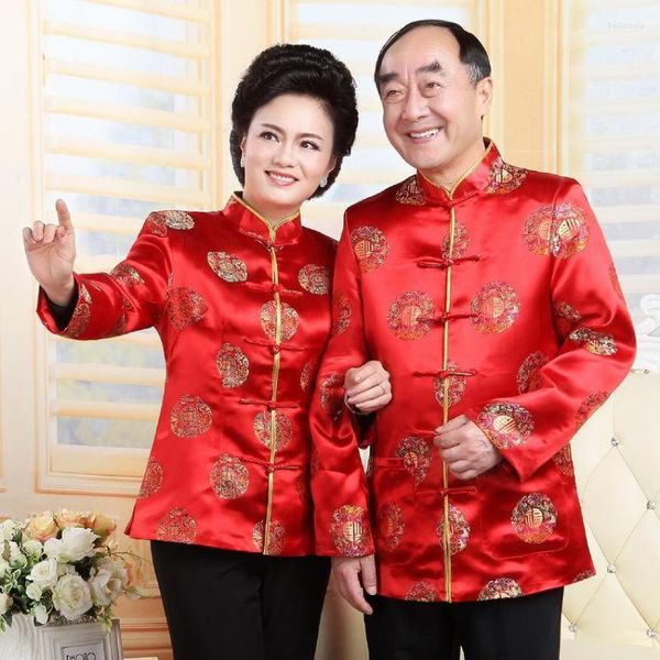 Vêtements ethniques Chinois traditionnel pour femmes Hommes Blouse Vintage Chine Col Tops Veste d'anniversaire Vêtements pour personnes âgées Costume Oriental