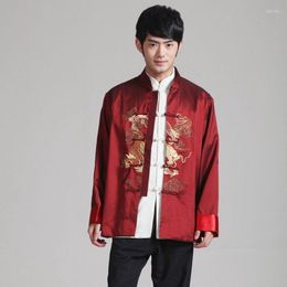 Etnische kleding Traditionele Chinese mannen Quinquagenarisch kostuum man herfst winter mannelijk jas borduurwerk natie cheongsam top