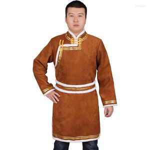 Ropa étnica Tradicional Chino Stand Collar Tang Traje Hombres Abrigo Mejora Estilo Hanfu Masculino Mogolian Traje Otoño / Invierno