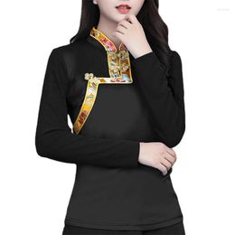 Etnische kleding Traditionele Chinese stijl Top met lange mouwen Leer Spring herfst Tibetaanse kleding vrouwen blouse shirt tibet