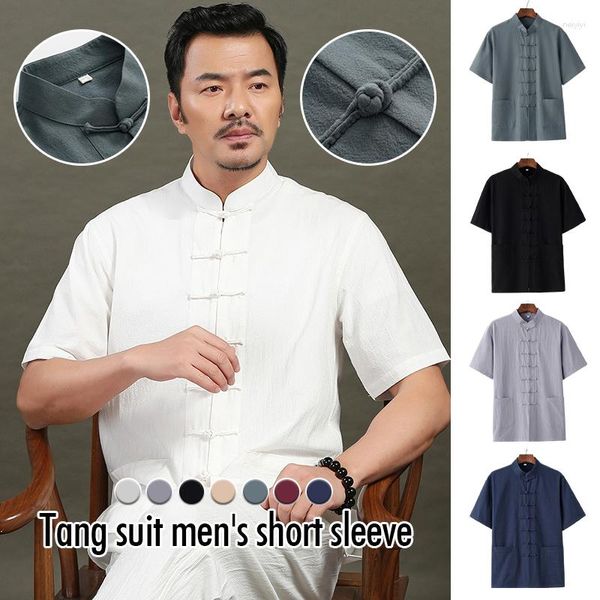 Vêtements ethniques Style chinois traditionnel hommes Zen Art Qipao chemises coton lin Tai Chi décontracté Tang costume rétro hauts Blouse