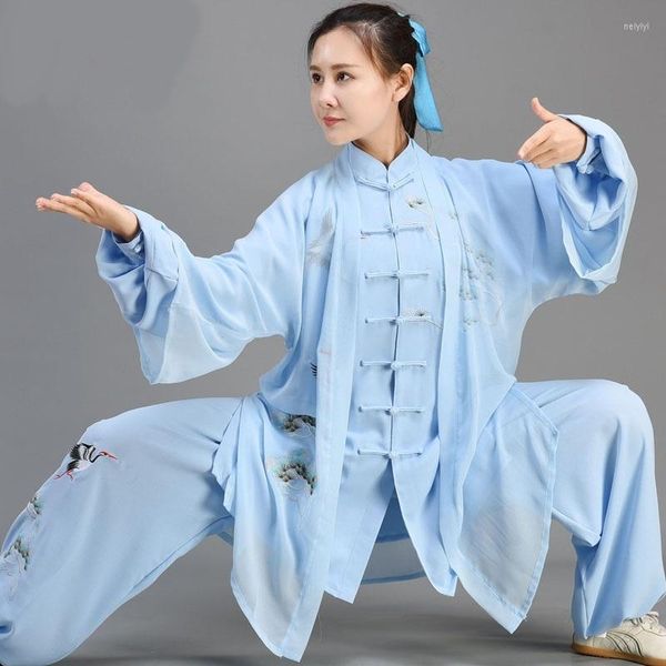 Vêtements ethniques traditionnels chinois Taichi à manches longues longues Wushu hommes kungfu uniformes uniformes tai chi exercice 12437