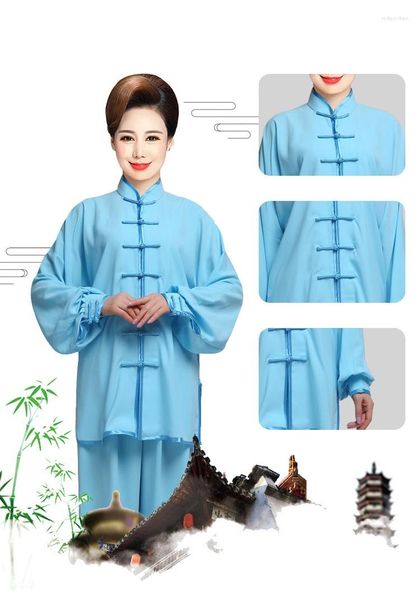 Ropa étnica uniforme chino tradicional Unisex adulto traje Tang Tai Chi manga larga Wing Chun WuShu trajes de ejercicio matutino
