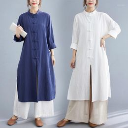 Etnische Kleding Traditionele Chinese Vrouwen Lente Zomer Herfst En Winter Katoen Lange Mouwen Enkele Laag Losse Meditatie