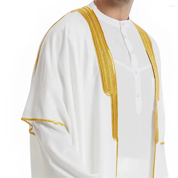 Ropa étnica Tradicional Eid Árabe Hombres Túnica Vestido musulmán Kimono Dishdasha Islam Dubai Arabia Saudita Jilbab Abaya Kaftan Ramadán Jubba Thobe