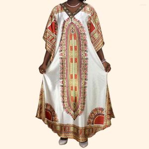 Etnische kleding traditionele hoogwaardige Afrikaanse jurken 2023 zomer klassieke stijl vleermuis mouw dashiki gedrukt voor dames casual jurk