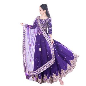 Vêtements ethniques Vêtements de femmes indiennes traditionnels Purple Lehenga Choli Ski Shirt and Shirt Chaul