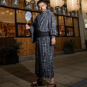 Vêtements ethniques Traditionnel Japon Kimono Yukata Robe de chambre pour hommes Robes de salon avec ceinture Peignoir Robe de maison