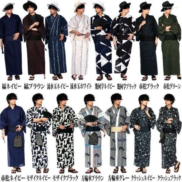 Vêtements ethniques Traditionnel Japon Kimono Yukata Robe de chambre pour hommes Robes de salon avec ceinture Pyjamas d'été