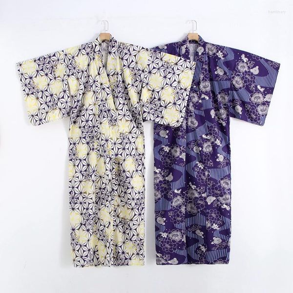 Ropa étnica Tradicional Japón Kimono Yukata Mujeres 95% Algodón Bata Lounge Batas Estampado floral Haori Stage Show Traje de actuación