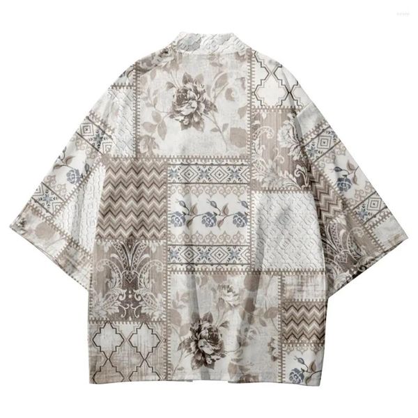 Vêtements ethniques Traditionnel Japon Hommes Japonais Kimono Cardigan Obi Yukata Manteau imprimé Haori pour hommes et court