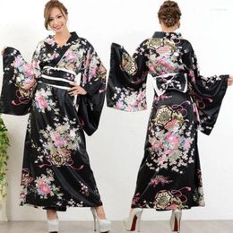 Ropa étnica Tradicional Japonés Kimono Mujeres Albornoz Yukata Vestido Etapa Rendimiento Traje Floral Sakura Anime Cosplay Disfraces