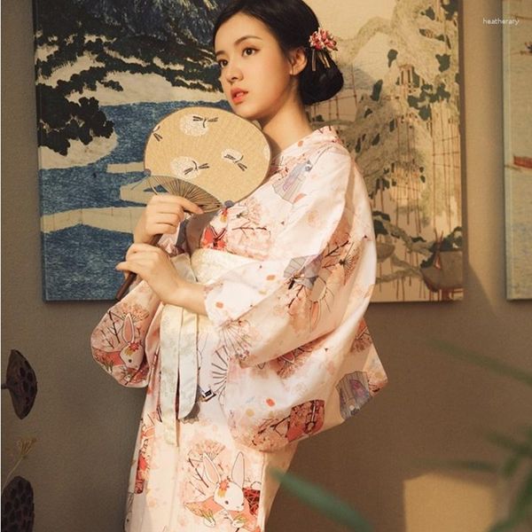 Ropa étnica Traje de kimonos japoneses tradicionales Geisha Cosplay Kawaii Kimono Yukata Ropa de mujer Mujer Obi KK2766