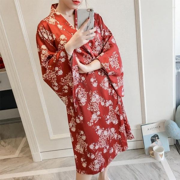 Ropa étnica Kimonos japoneses tradicionales Yukata Kimono Cardigan Pijamas femeninos Traje Geisha Vestido Haori Obi FF2211