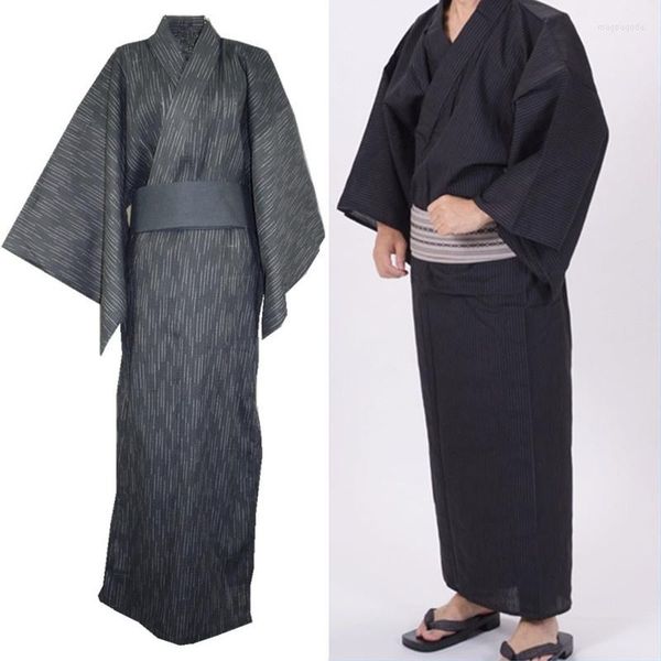 Ropa étnica tradicional japonés masculino kimono bata de hombre yukata algodón baño ropa de dormir obi cinturón comprar por separado