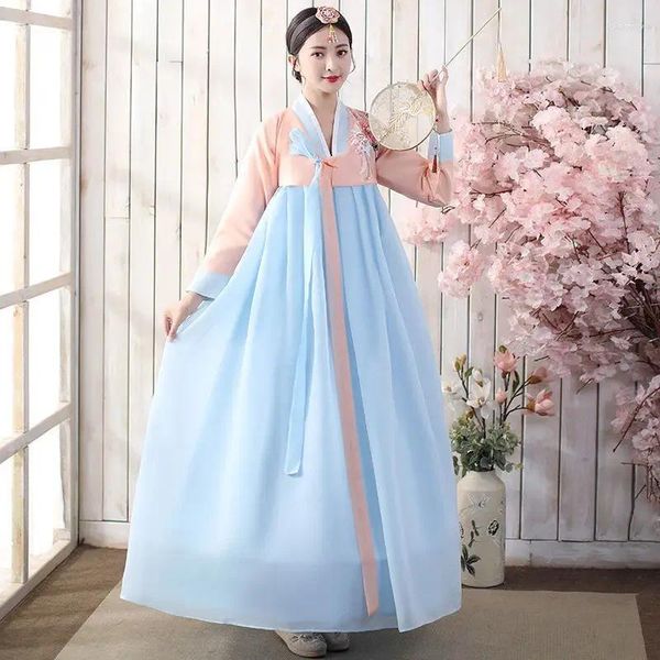 Ropa étnica Tradicional Coreano Hanbok Traje de mujer Rendimiento Danza Estilo Corte Conjunto Po