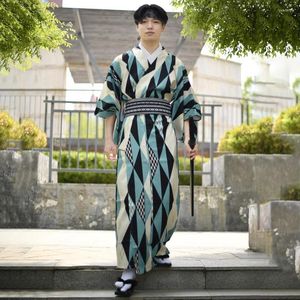 Vêtements ethniques traditionnels hommes Kimono Robe Robe imprimer samouraï japonais Cosplay Costumes décontracté Kimonos ceinture Yukata Robe lâche mâle