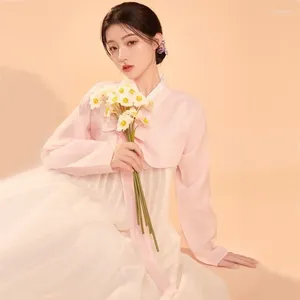 Vêtements ethniques Traditionnel rose coréen Hanbok pour les femmes Noble et élégant jupe moderne fête scène pographe robe de danse costume