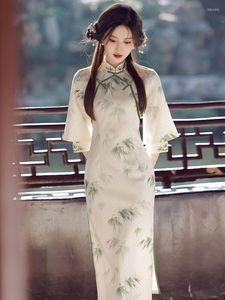 Vêtements ethniques femmes traditionnelles imprimer Cheongsam Noble jeunes filles robe de soirée Vintage col Mandarin Qipao Vestidos Oriental