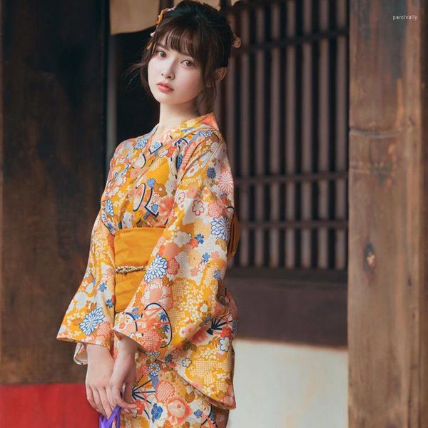 Vêtements ethniques Femmes traditionnelles Imprimer Fleur Yukata Kimono Robe Japonaise Geisha Cosplay Costumes Vintage Dames Kimonos Peignoir Robe