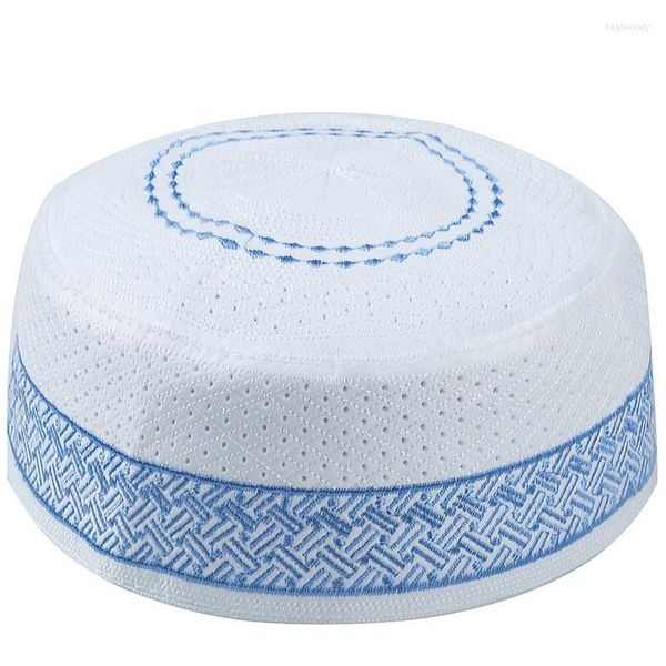 Ropa étnica de moda de algodón azul India gorras musulmanas para hombres bordado Kippah Topi sombreros de oración Arabia Saudita judío Homme Juif