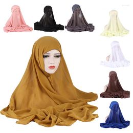Etnische kleding trendy gewone kleur chiffon hijab sjaal voor vrouwen vintage moslimhoofdscarf zachte ademende tulband sjaal islam headwrap