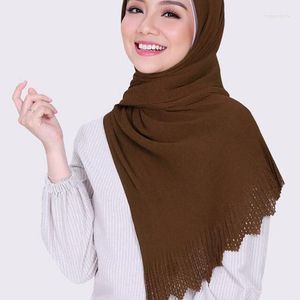 Vêtements ethniques à la mode châle en mousseline de soie Crush Laser plissé lourd Hijab écharpe châles musulman Turban enveloppes Hijabs écharpes
