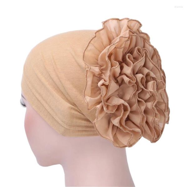 Vêtements ethniques Femmes à la mode Foulard Cap Skullcap Big Flower Decor Bonnet Dames Musulman Hijab Turban Chapeau Head Wrap Foulards turcs