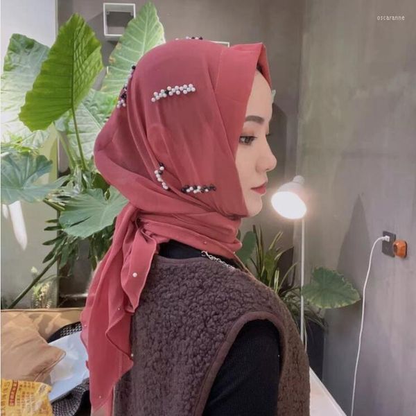Triángulo de ropa étnica Listo para usar Niñas musulmanas Mujeres Chal Gasa Hijabs