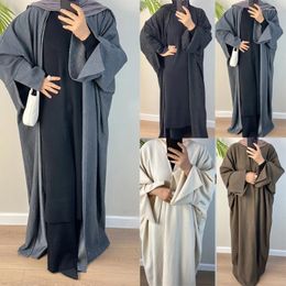 Ropa étnica Turquía Abaya Open Cardigan Mujeres Musulmanes Largo Maxi Vestido Eid Ramadán Kaftan Fiesta Islámica Dubai Vestido Kimono Árabe Outwear