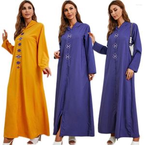 Vêtements ethniques turquie broderie femmes musulmanes à capuche longue robe décontracté Ramadan islamique arabe Abaya moyen-orient caftan fête soirée