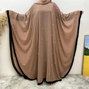 Vêtements ethniques Turkey Fashion perle en mousseline de mousseline Islamic surdimensionné Caftan Eid Muslim Femmes Hijab Dress Abaya Dubai Maxi Morocco Party