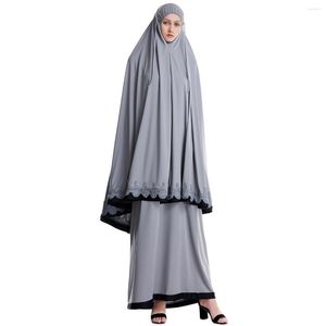 Vêtements ethniques Turquie Namaz Long Khimar Musulman 2 Pièces Ensemble Hijab Robe Formelle Prière Vêtement Ensembles Femmes Abaya Eid Jurken Djellaba Abayas