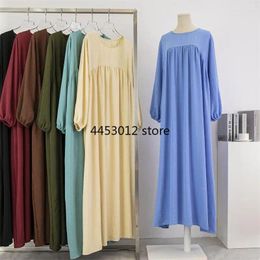 Etnische kleding Turkse Abaya Effen lange jurken voor vrouwen Moslim Islamitische Dubai Abaya Hijab Jurk Ramadan Eid Gebedskleding Bescheiden Kaftan